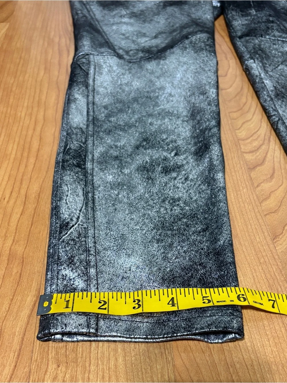 Free People Metallic Suede Leggings Women’s Large Black Silver Pull On NWT